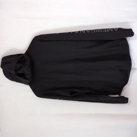 American Eagle Black Athletic Hooded Sweatshirt Hoodie Zip Pockets Size Medium - Picture 7 of 7